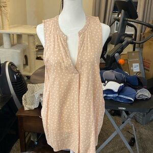 A New Day XL Sleeveless Peach w White Polka dots